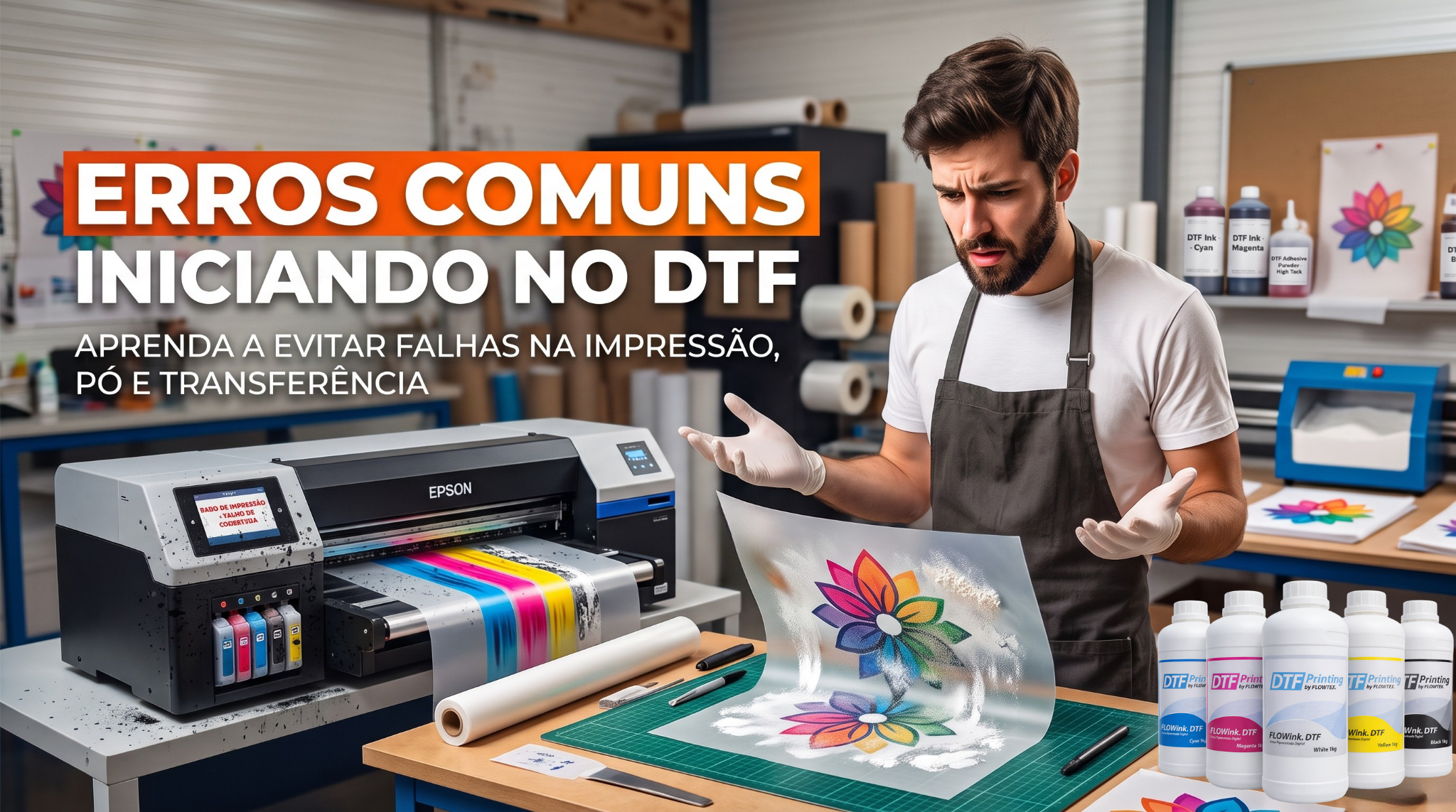 7 erros comuns ao começar no DTF - guia prático Flowtex